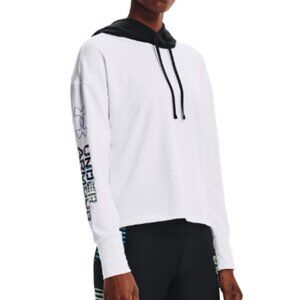 Under Armour White & Black Cropped Hoodie w/ Signature Decal, Size Medium, NWT!!